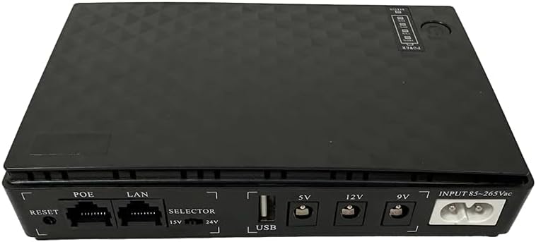 UPS Power Supply, 10400mAh Lithium Battery Backup, 18W, Compatible with Wi-Fi Router and CCTV, Black