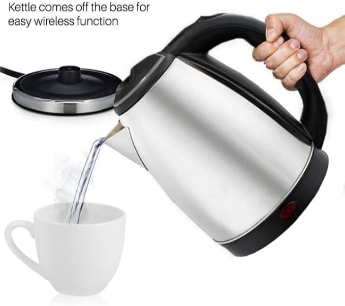 Electric Kettle, Cordless Stainless Steel, 360° Base with Power Indicator Light