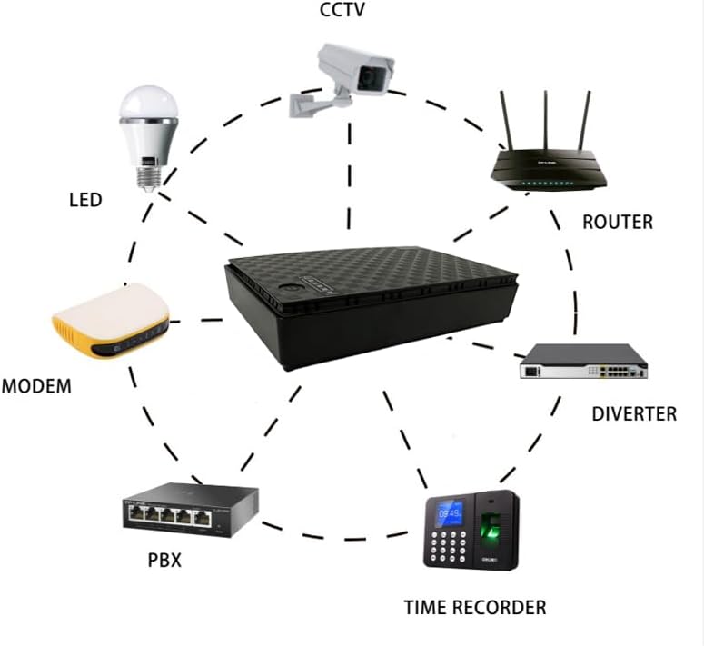 UPS Power Supply, 10400mAh Lithium Battery Backup, 18W, Compatible with Wi-Fi Router and CCTV, Black