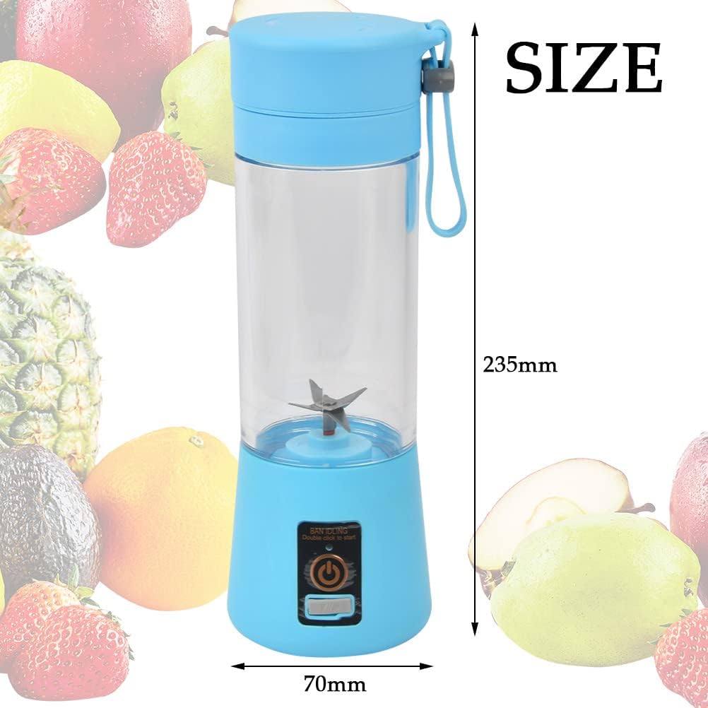 TIMESETL Portable Blender, Personal Juicer Cup Fruit Mixer USB Charger Mini Blender for Smoothies and Shakes With 6 Power Blades for Travel, Gym, Outdoor