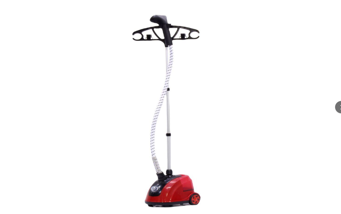 Standing Steam Iron - Garment Hanging Electric Ironing Steamer - Red